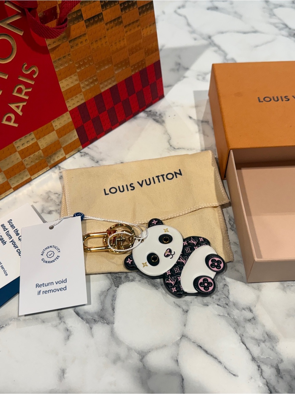 Louis Vuitton LV Panda Bag Charm NWT authenticated full set